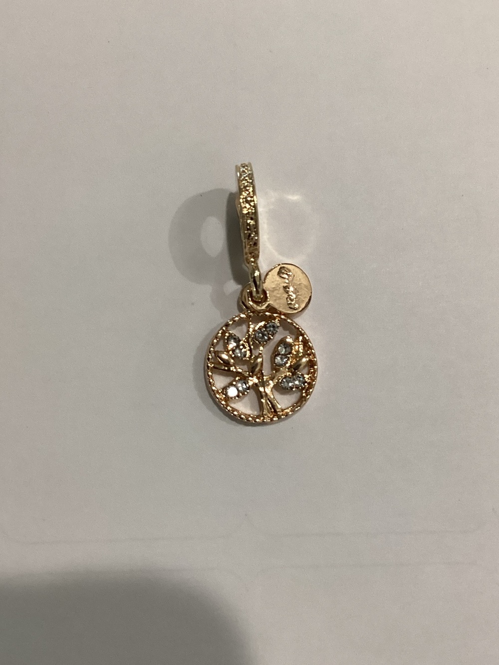 Gold‎ Tree of Life Dangle Charm with Clear Stones